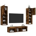 vidaXL 5-dielne TV nástenné skrinky s LED dymový dub kompozitné drevo
