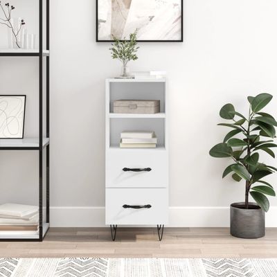 vidaXL Komoda lesklá biela 34,5x34x90 cm spracované drevo