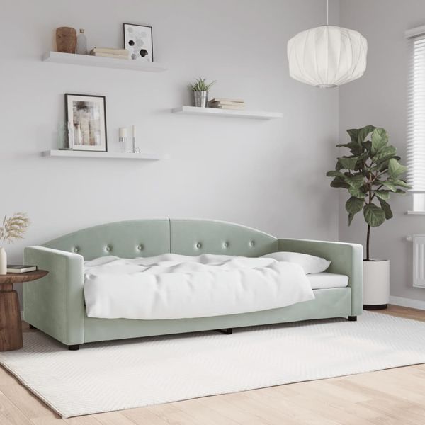 vidaXL Denná posteľ bledosivá 90x190 cm zamat