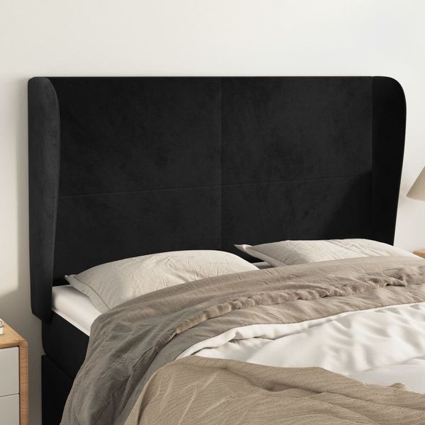vidaXL Čelo postele so záhybmi čierne 147x23x118/128 cm zamat