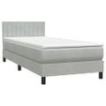 vidaXL Posteľný rám boxsping s matracom bledosivý 90x220 cm zamat