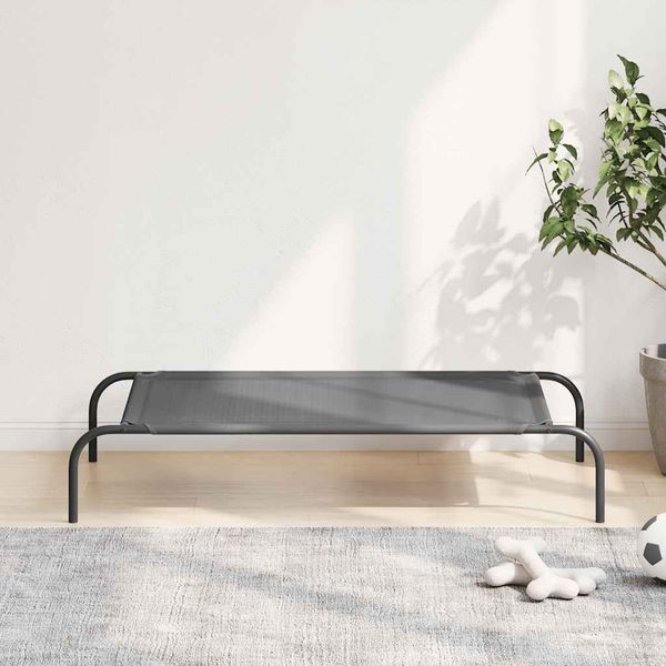 vidaXL vyvýšená posteľ pre psa sivá 110x65x20 cm textil a oceľ