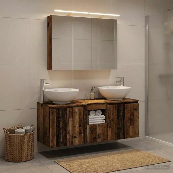 vidaXL Set kabinetov do kúpeľne 4 pcs Staré drevo Kompozitné drevo