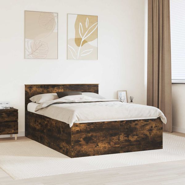 vidaXL Rám postele Dymová dub 160 x 200 cm Kompozitné drevo