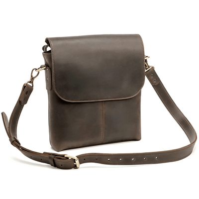 LC_Grip_Chocolate Beavercraft Leather Flap Over Shoulder Bag for Men, Chocolate