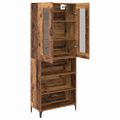 vidaXL Highboard Staré drevo 69,5 x 34 x 180 cm Kompozitné drevo
