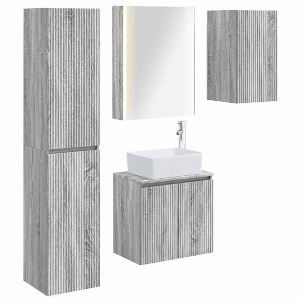 vidaXL Set kabinetov do kúpeľne 5 pcs Sivý Sonoma 53 x 15,5 x 70 cm