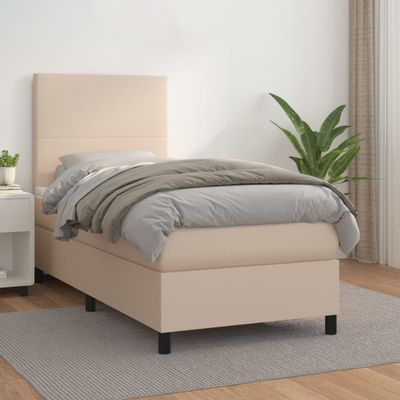 vidaXL Boxspring posteľ s matracom kapučínová 100x200 cm umelá koža