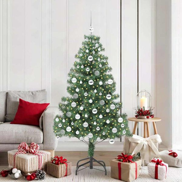 vidaXL Vianočný stromček s 300 LED-i so stojanom Zelená 180 cm PVC