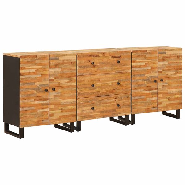 vidaXL Servírovacia skriňa 3 pcs Hnedá 60 x 33 x 75 cm