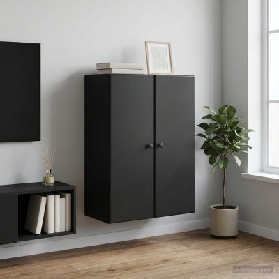 vidaXL Nástenná skrinka 66 x 34,5 x 90 cm Kompozitné drevo Čierna