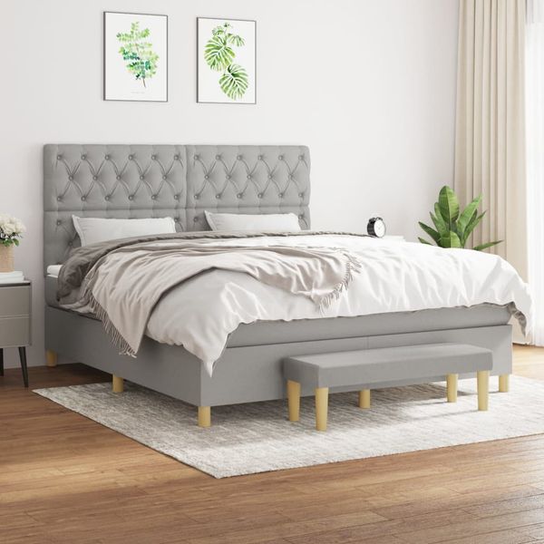 vidaXL Boxspring posteľ s matracom svetlosivá 100x200 cm látka