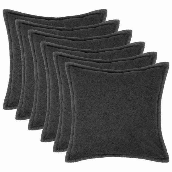 vidaXL Poťah na podložku 6 pcs HOUTEN Tmavosivá 70 x 70 cm Bouclé