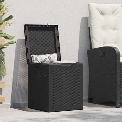 vidaXL Záhradný úložný box 90 l, čierny, PP ratan
