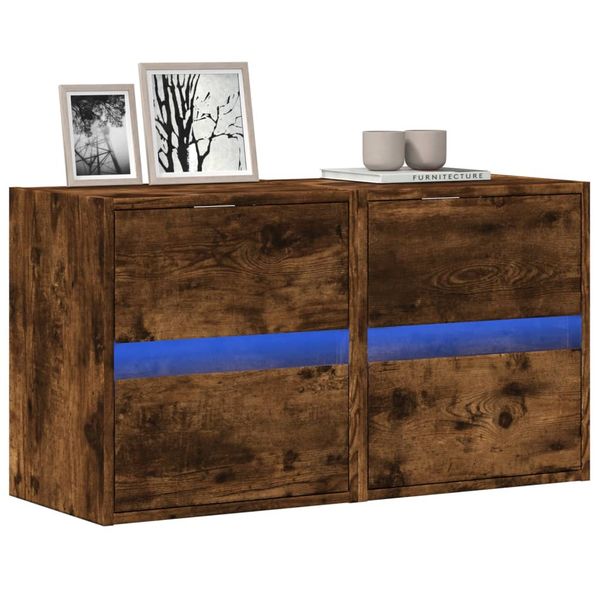 vidaXL TV nástenné skrinky s LED svetlami 2 ks dymový dub 41x31x45 cm