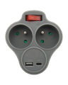QTEC Q-416F Adaptér s USB nabíječkou  2x2P+E 1x USB - A/1x USB-C