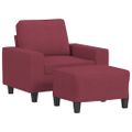 vidaXL Kreslo s podnožkou vínovo-červené 60 cm látka