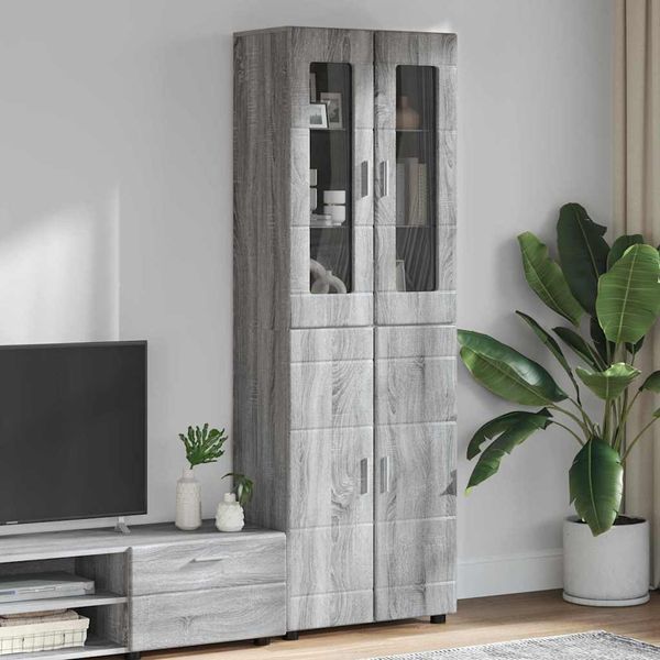 vidaXL Highboard FLORIN Sivý Sonoma 60 x 35 x 182 cm Kompozitné drevo