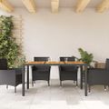 vidaXL Záhradný stôl s akáciovou doskou čierny 150x90x75 cm polyratan