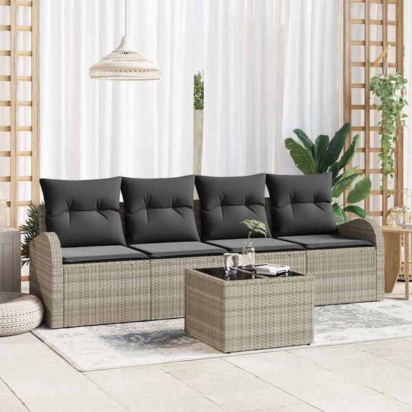 vidaXL Súprava záhradných pohoviek 5 pcs Svetlo šedá a tmavo šedá