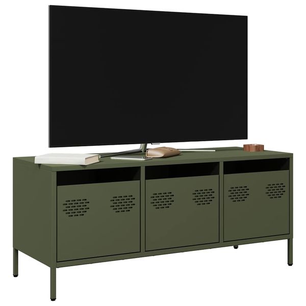 vidaXL TV skrinka olivovozelená 101,5x39x43,5 cm oceľ