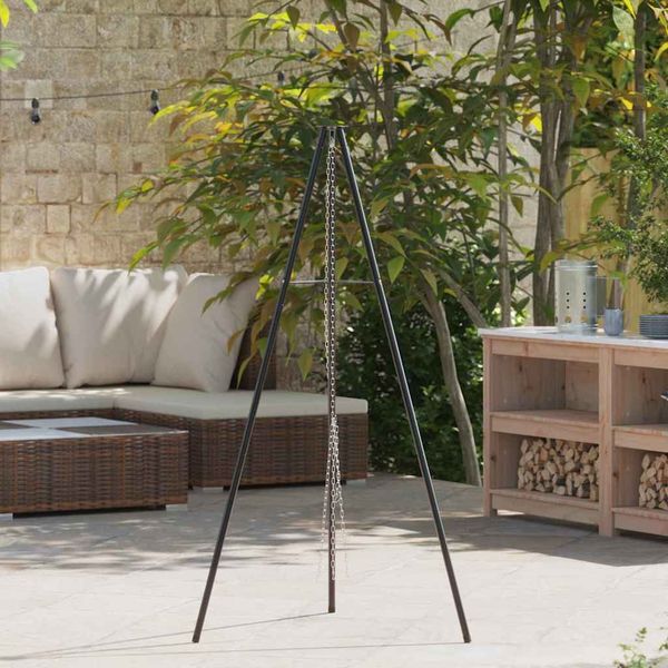 vidaXL Tripod na táborák Čierna 92 x 92 x 151,5 cm Oceľ