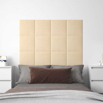 vidaXL Nástenné panely 12 ks krémové 30x30 cm látkové 1,08 m²