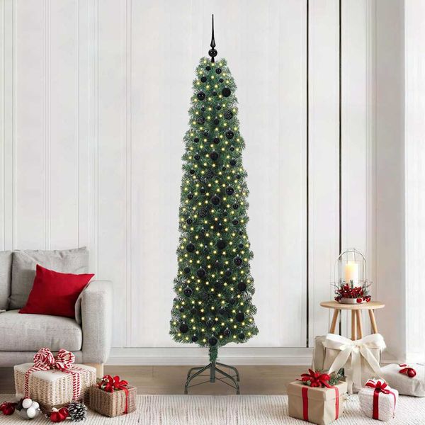 vidaXL Umelý vianočný stromček Zelená 210 cm PVC, oceľ a plast