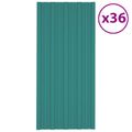 vidaXL Strešný panel 36 ks Zelená 100 x 45 cm Pozinkovaná oceľ