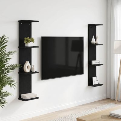 vidaXL Stenná polica 2 ks Čierny dub 22 x 15 x 100 cm Kompozitné drevo