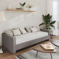 vidaXL Denná posteľ USB bledosivá látka 90x200 cm