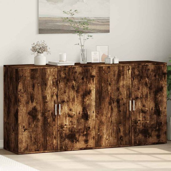 vidaXL Komody 2 ks dymový dub 79x38x80 cm kompozitné drevo