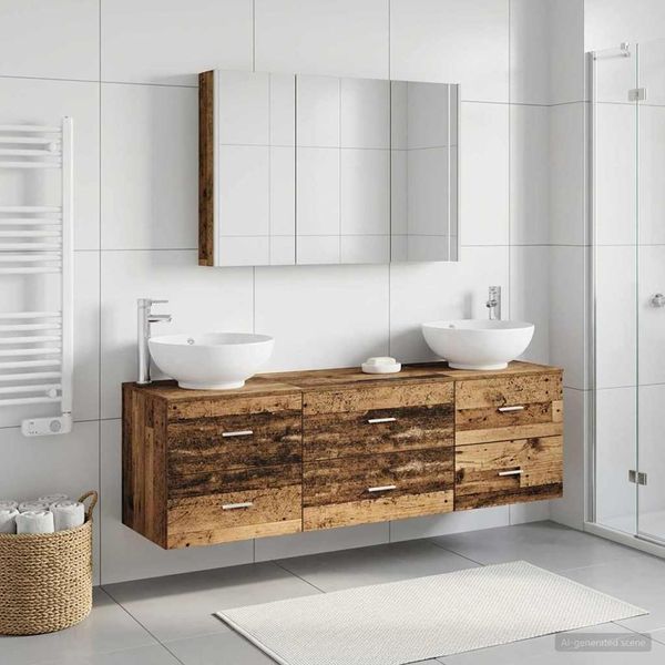 vidaXL Sada kúpeľňového nábytku 4 pcs Staré drevo