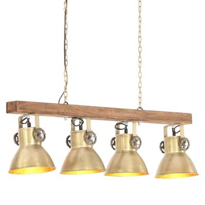 vidaXL Industriálna stropová lampa mosadzná E27 mangovníkové drevo