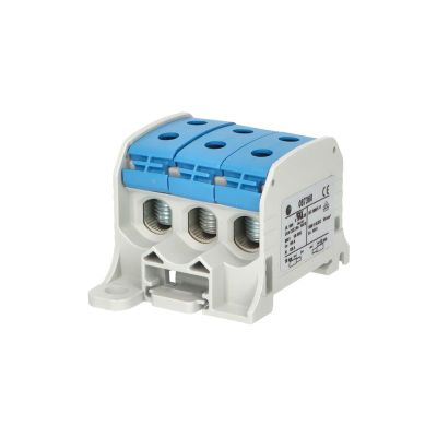 Svorka univerzálna RKA 50 1/6 N, 150 A, 1 pól. (6 vstupov), AL/CU, modrá, na DIN/na panel