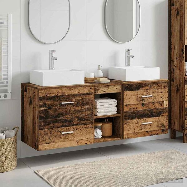 vidaXL Set kabinetov do kúpeľne 3 ks Staré drevo 49,5 x 41 x 62,5 cm