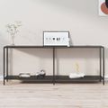 vidaXL Konzolový stolík čierny 200x35x75,5 cm tvrdené sklo