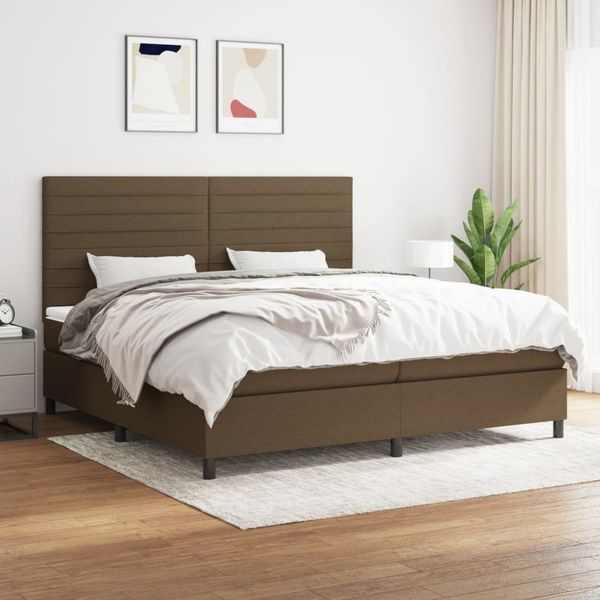 vidaXL Boxspring posteľ s matracom tmavohnedá 200x200 cm látka