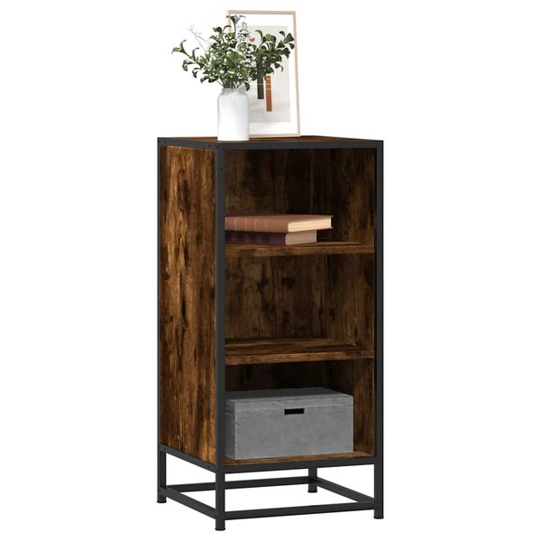 vidaXL Komoda dymový dub 35,5x35x76 cm kompozitné drevo a kov