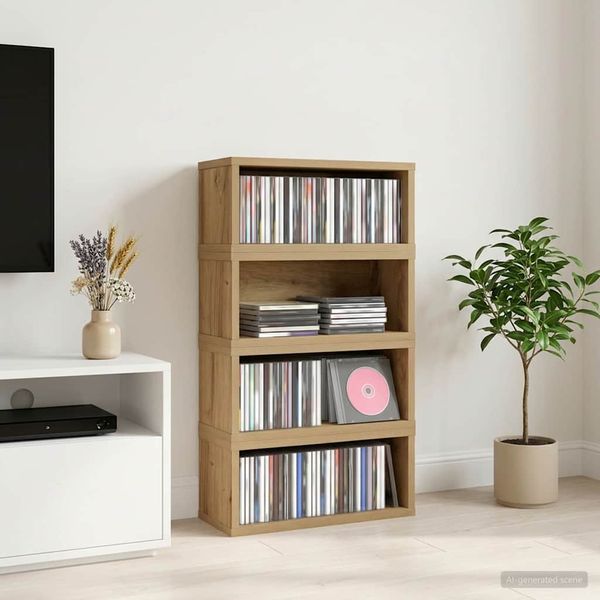 vidaXL Roh na skladovanie CD 4 ks Dub artisan 40 x 17 x 17 cm
