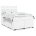 vidaXL Boxspring posteľ s matracom biela 160x200 cm umelá koža