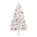 vidaXL Umelý Sklápací Vianočný Stromček LED Biela 106 x 106 x 210 cm