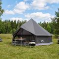 vidaXL Tipi stan 12-miestny Hnedá Šedá Polyester a oceľ
