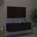 vidaXL TV nástenná skrinka s LED svetlami čierna 100x35x31 cm