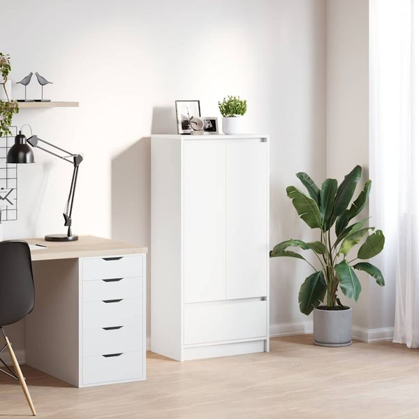 vidaXL Skrinka so zásuvkou Biela 55,5x34x119,5 cm Konštrukčné drevo
