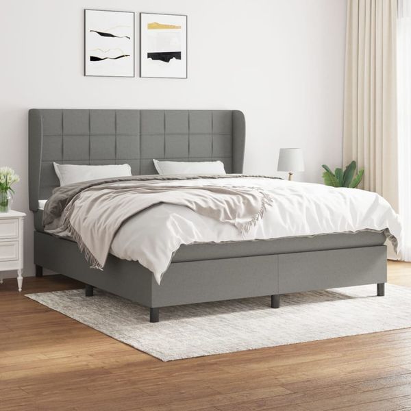 vidaXL Boxspring posteľ s matracom tmavosivá 160x200 cm látka
