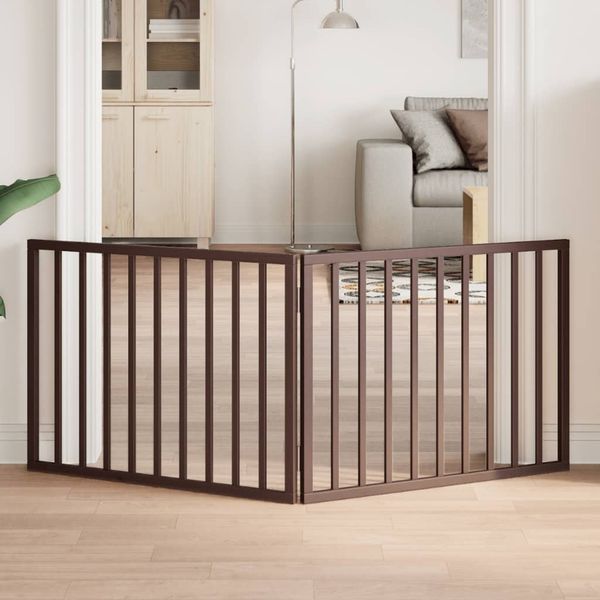 vidaXL Brána pre psa skladacia 2 panely hnedá 160 cm topoľové drevo