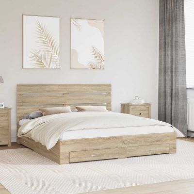 vidaXL Rám postele Sonoma dub 180 x 200 cm Kompozitné drevo