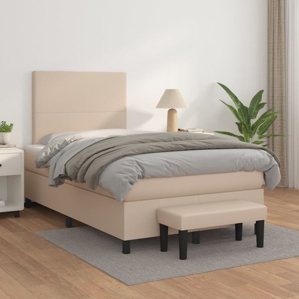 vidaXL Boxspring posteľ s matracom kapučínová 120x200 cm umelá koža