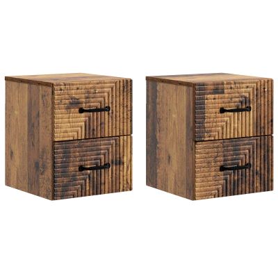 vidaXL Nástenná nočná skrinka 2 pcs Staré drevo 34,5 x 33 x 40 cm